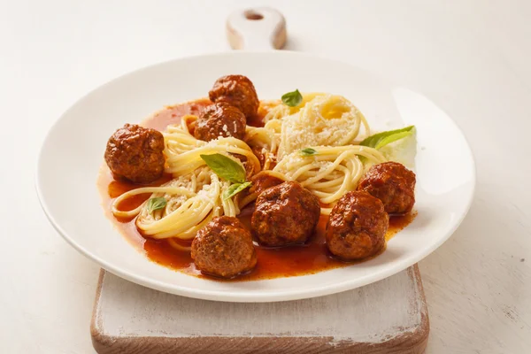 Pasta con polpette Foto Stock