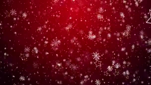Новорічний морозний фон і падаючі сніжинки — стокове відео