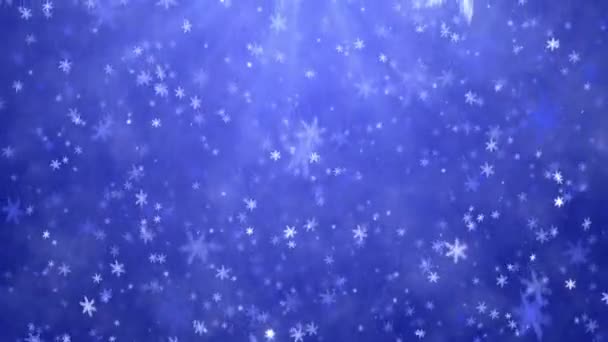 新年的冷淡的背景下，飘落的雪花 — 图库视频影像
