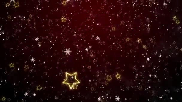 Copos de nieve y estrellas. Año Nuevo - el fondo navideño — Vídeos de Stock