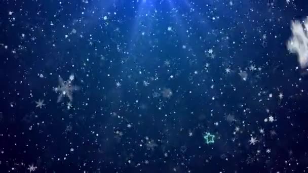 Flocos de neve e estrelas. Ano Novo - o contexto de Natal — Vídeo de Stock