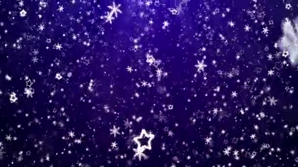 Kar taneleri ve yıldız. Yeni yıl - Noel arka plan — Stok video