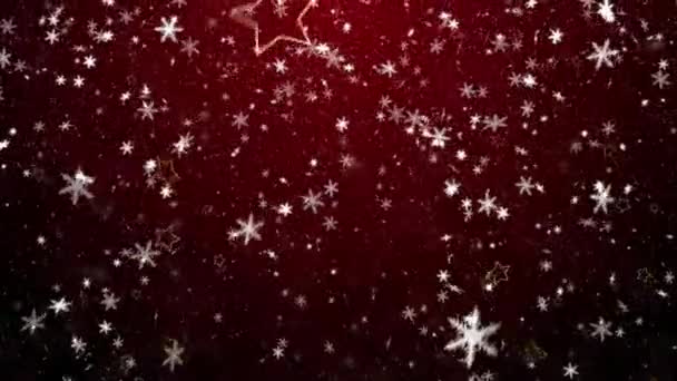 Płatki śniegu i gwiazd. Nowy rok - w tle Boże Narodzenie — Wideo stockowe