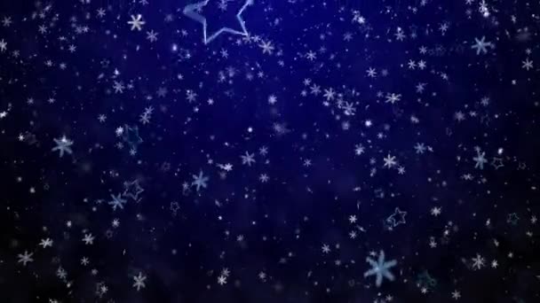 Flocos de neve e estrelas. Ano Novo - o contexto de Natal — Vídeo de Stock