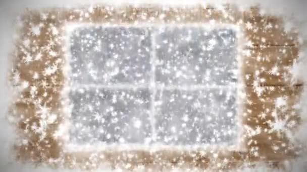 Окно, зима и снег — стоковое видео