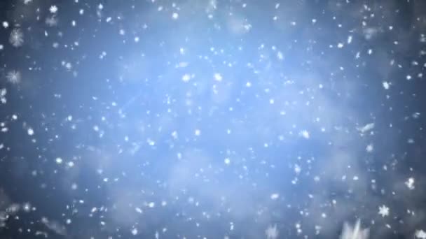 Снегопад, зимний фон — стоковое видео