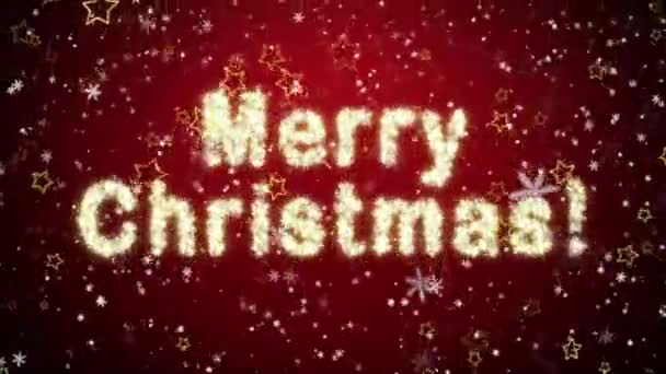 Inscription of Merry Christmas from snowflakes — Stock Video