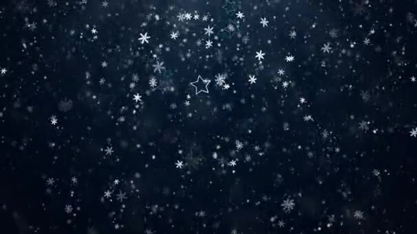 Estrellas y copos de nieve cayendo — Stockvideo