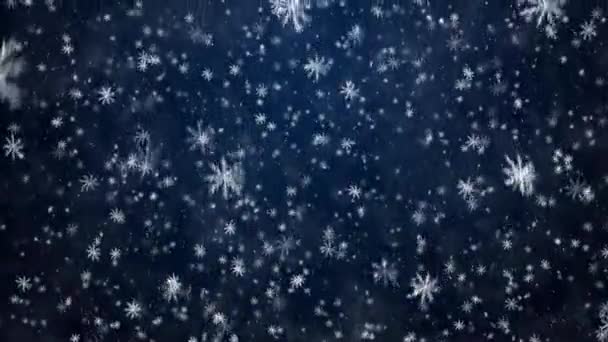 Der winterliche Hintergrund, fallende Schneeflocken — Stockvideo