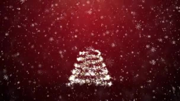 Christmas tree with falling snowflakes and stars — Stock Video