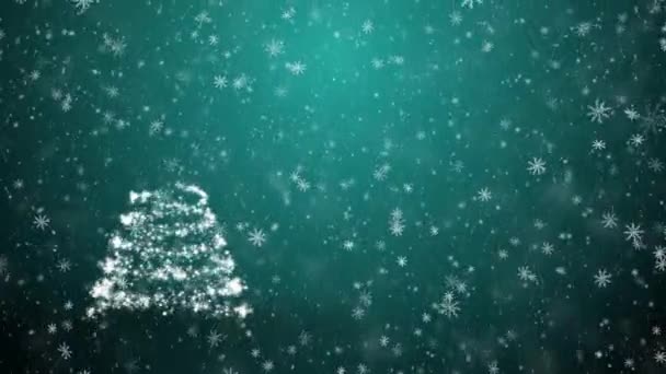 立ち下がり雪と星とのクリスマス ツリー — ストック動画