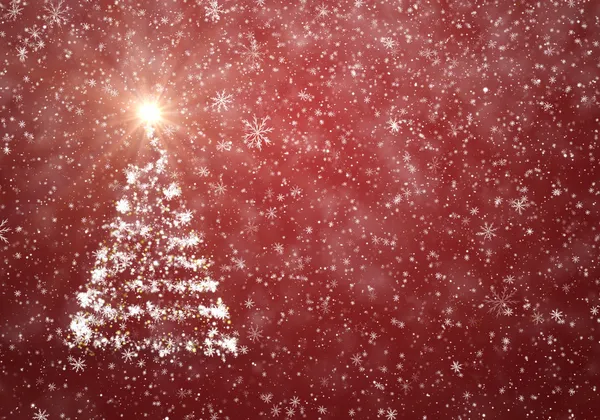 Albero di Natale con fiocchi di neve e stelle cadenti — Foto Stock