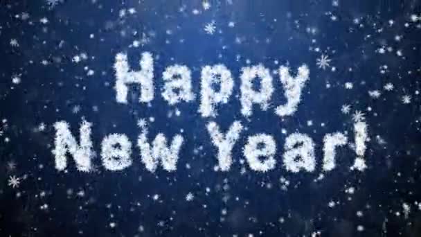 Inscriptie van happy new year van sneeuwvlokken — Stockvideo
