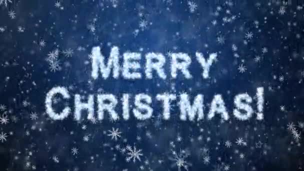 Inscription Merry Christmas from snowflakes — Stock Video