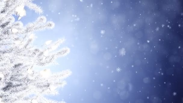 Albero Anno Nuovo Con Fiocchi Neve Cadenti — Video Stock