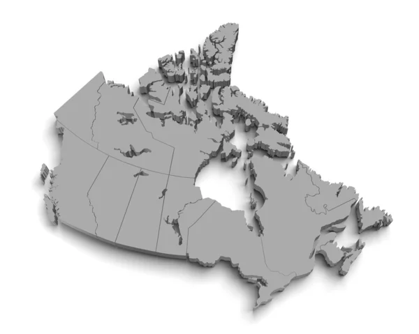 3D mapa Kanady na bílém pozadí — Stock fotografie