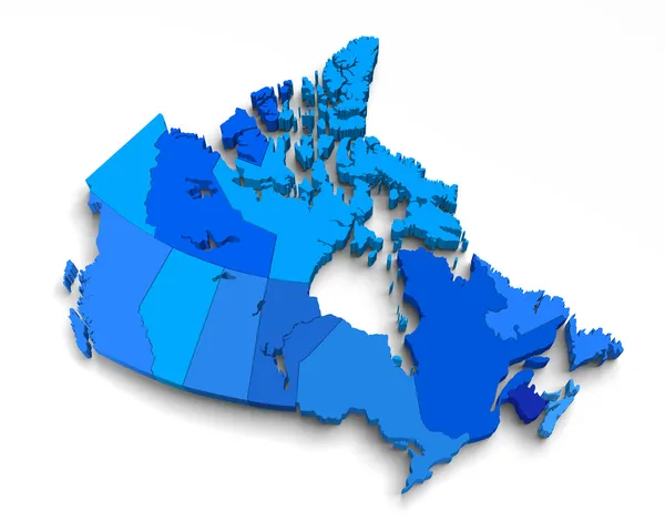 3d azul canada mapa en blanco — Foto de Stock