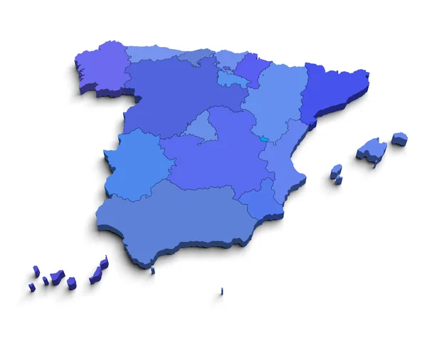 3d Spain blue map on white — Stock Photo, Image