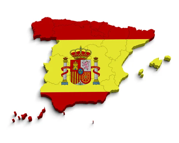 3d Spain flag map on white — Stock Photo, Image