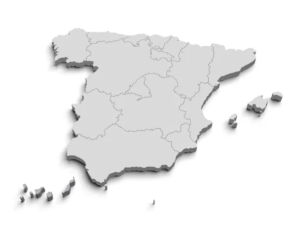 3d Espanha mapa branco — Fotografia de Stock