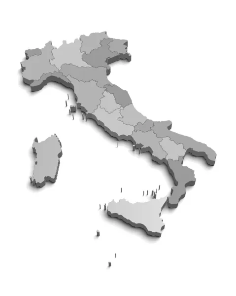3D šedá mapa Itálie — Stock fotografie