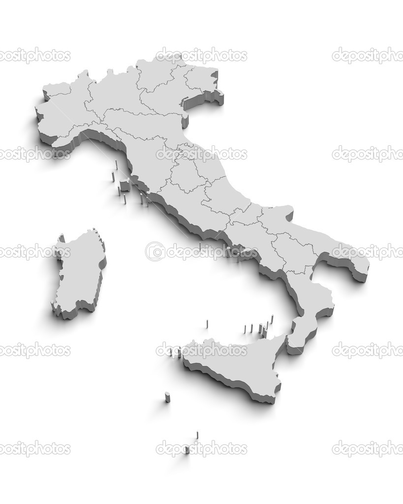 Italy white map on white