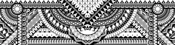 ポリネシアのタトゥーパターンマオリ サモアの装飾国境 倫理部族のテンプレートベクトル — ストックベクタ