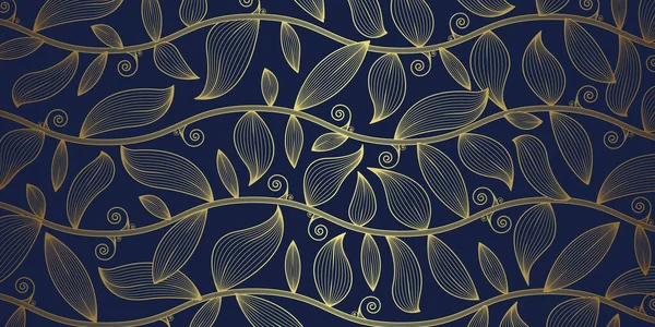 Goldene Luxuslinie Kunst Hintergrund Vektor Tropisches Blättermuster Design Für Verpackung — Stockvektor