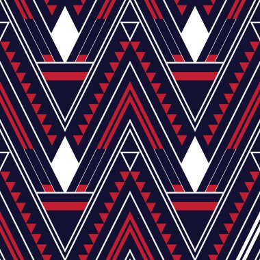 Etnik, pürüzsüz bir geçmişi var. Halı, giysi, ambalaj, batik, kumaş, Vektör illüstrasyonu için Boho aztec tasarımı