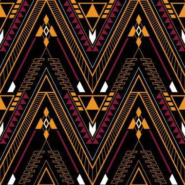 Etnik, pürüzsüz bir geçmişi var. Halı, giysi, ambalaj, batik, kumaş, Vektör illüstrasyonu için Boho aztec tasarımı