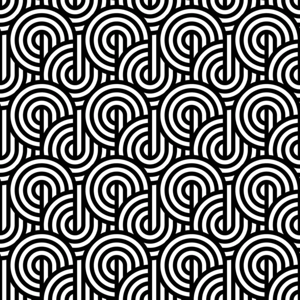 Nahtlos Abgerundetes Muster Schwarz Und Weiß Eleganter Abstrakter Geometrischer Vektor — Stockvektor