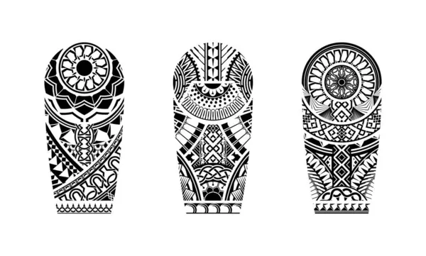 Tatuaggio Tribale Set Maniche Astratte Braccio Nero Spalla Tatuaggio Fantasia — Vettoriale Stock