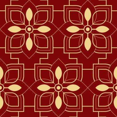 Vektör modern geometrik fayans deseni. Altın çizgili şekil. Soyut hat Thai kusursuz lüks arka plan.