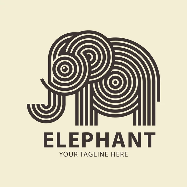 Design Astratto Del Logo Dell Elefante Logotipo Semplice Animale Lineare — Vettoriale Stock