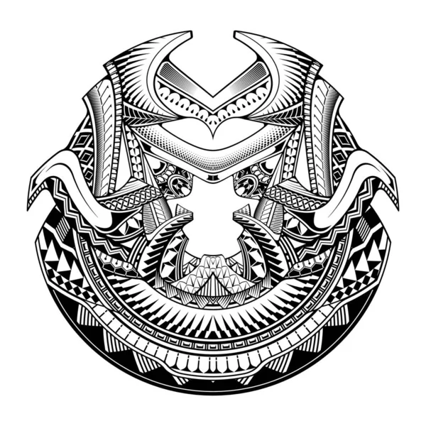 マオリ円の入れ墨の形 部族の入れ墨のデザインパターンポリネシアマンダラベクトル — ストックベクタ