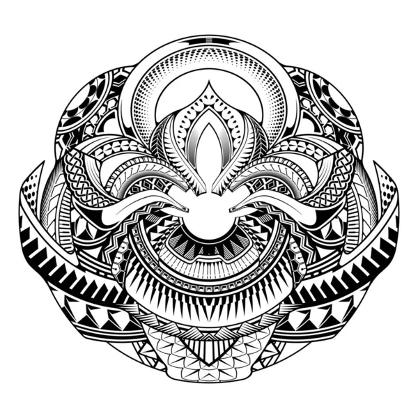 Maori Kreis Tätowierform Tribal Tätowiermuster Polynesischen Mandala Vektor — Stockvektor