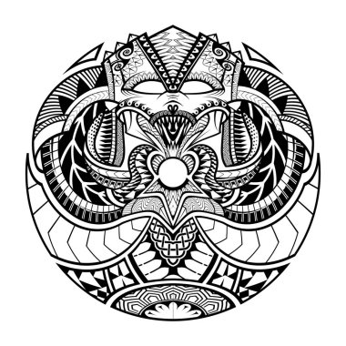 Maori dairesi dövme şekli, kabile dövmesi deseni polinezya mandala vektörü