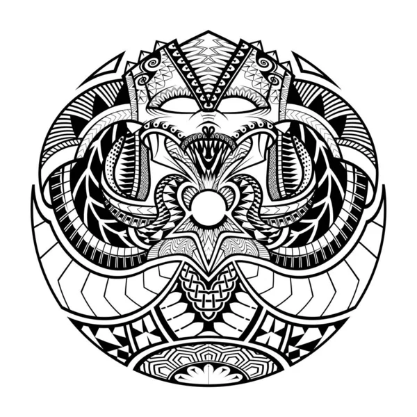 Bentuk Lingkaran Maori Desain Tato Suku Pola Polinesia Mandala Vektor - Stok Vektor