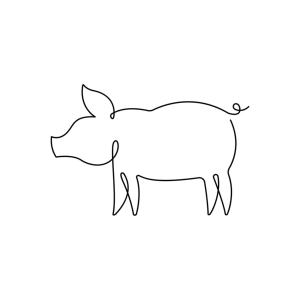 連続1行豚の描画 手描きミニマリズムスタイルベクトルイラスト — ストックベクタ