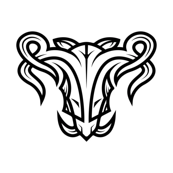 Abstrakte Animal Head Tribal Designs Vorlage Auf Weißem Hintergrund — Stockvektor