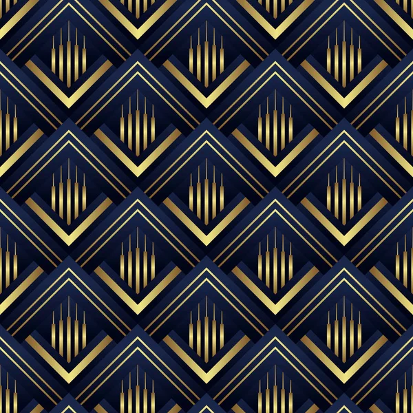 Motif Vectoriel Carreaux Géométriques Modernes Luxe Bleu Foncé Avec Forme — Image vectorielle