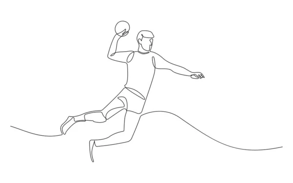 Συνεχής Γραμμή Διάνυσμα Παίκτη Handball Μία Γραμμή Σχεδίασης Διανυσματική Απεικόνιση — Διανυσματικό Αρχείο