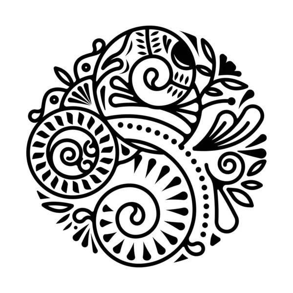 Татуировка Круга Маори Вектор Полинезийской Мандалы — стоковый вектор