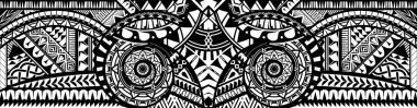Polinezya dövmeli maori, samoa süslemeli kenar, etik kabile şablonu vektörü.