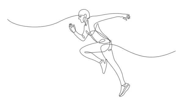 Continuous Line Drawing Athlete Running Vector Illustration — Image vectorielle