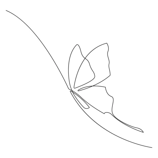 Butterfly Continuous Line Drawing Elements Isolated White Background Vector Illustration — 图库矢量图片
