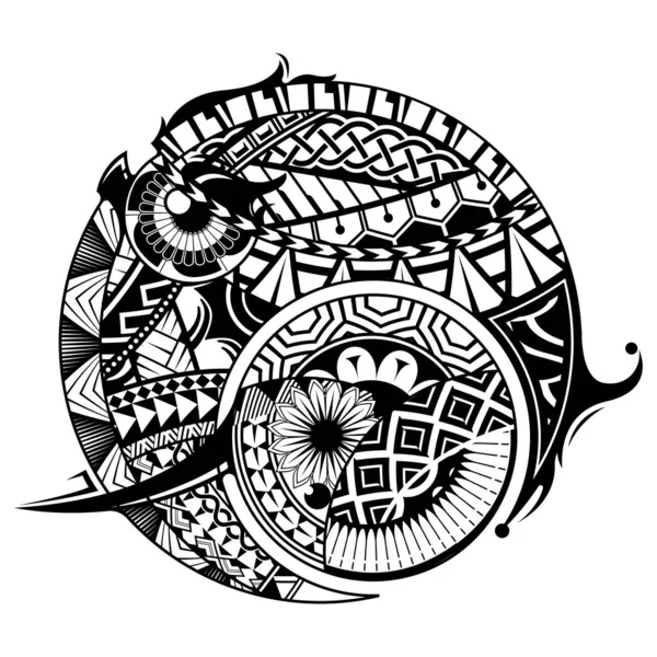 Maori Círculo Tatuagem Forma Padrão Design Tatuagem Tribal Vetor Mandala —  Vetores de Stock