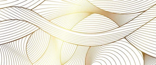 Lüks altın duvar kağıdı. Art Deco Deseni, baskı, kumaş, ambalaj tasarımı için doğrusal dalga arkaplan dokusu, davet.
