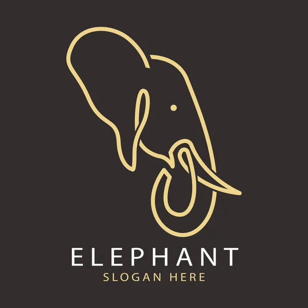 Elephant Lineart Logo Design Vector Logotipo Creativo Lineare Animale Oro — Vettoriale Stock