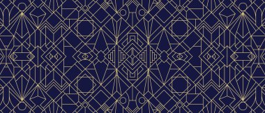 Vektör modern geometrik fayans deseni. Soyut sanat deco kusursuz lüks mavi arka plan.